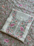 Pastel Floral Thread Embroidered Organza Suit
