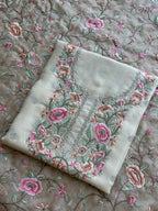 Pastel Floral Thread Embroidered Organza Suit