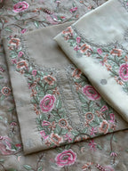 Pastel Floral Thread Embroidered Organza Suit
