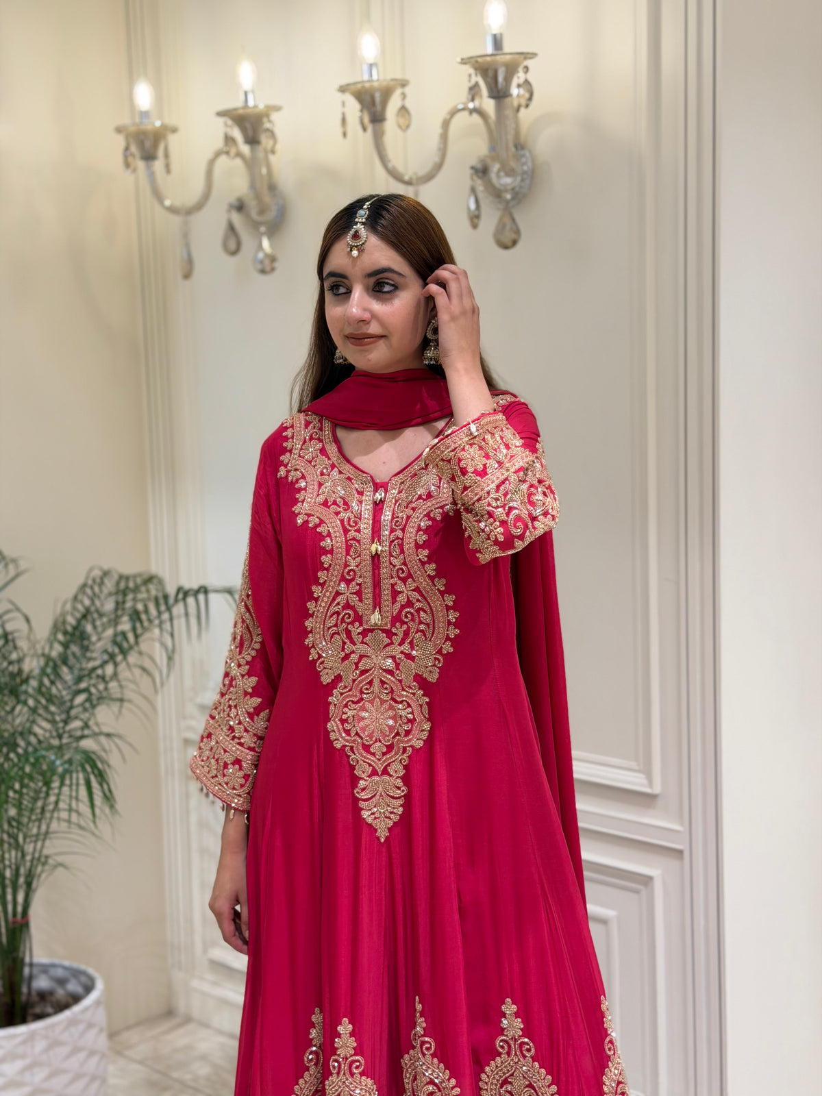 Cutdana Embellished Chinon Anarkali Set