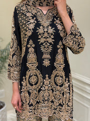 Hand-Embellished Chinon Kurta Set