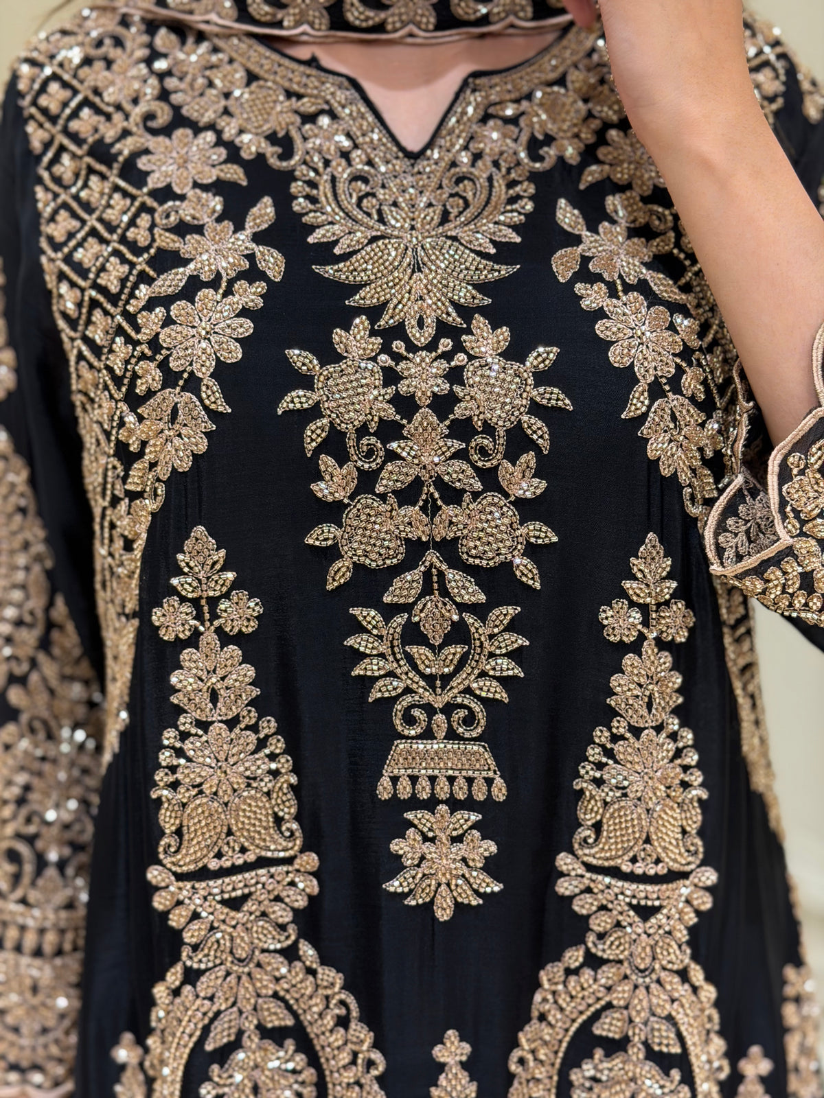Hand-Embellished Chinon Kurta Set