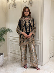 Hand-Embellished Chinon Kurta Set