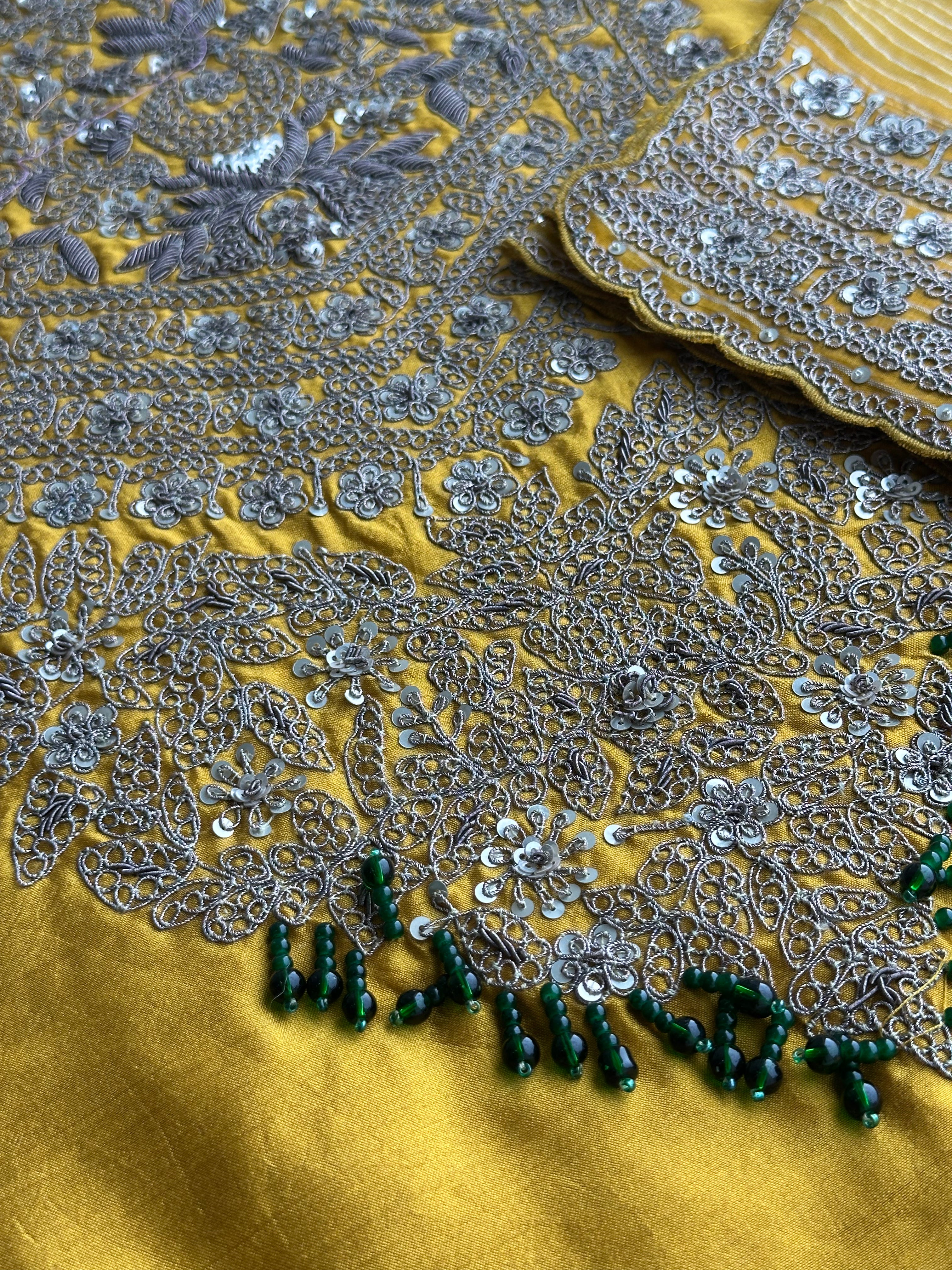 Zar Gul Mustard Embroidered Luxury Suit
