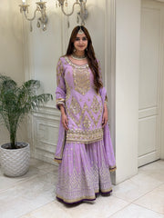Lavender Royale Luxury Georgette Gharara Set