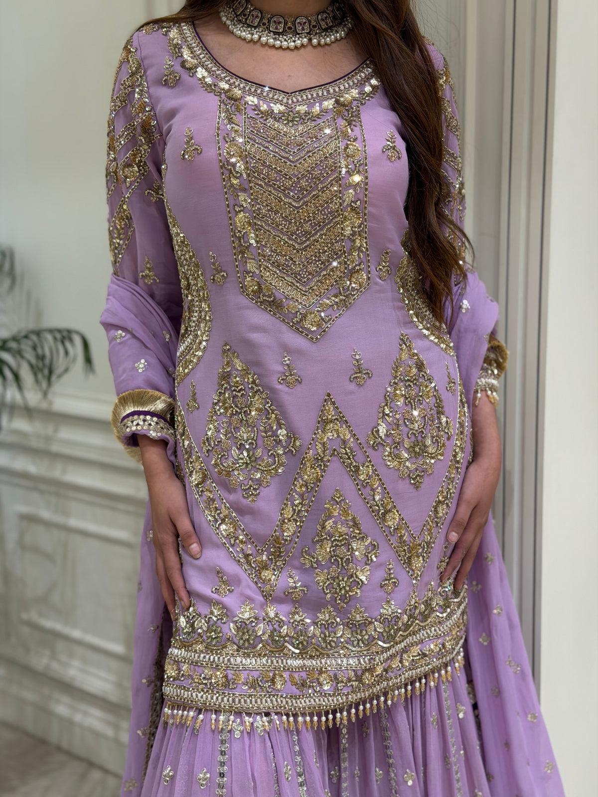 Lavender Royale Luxury Georgette Gharara Set