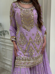 Lavender Royale Luxury Georgette Gharara Set