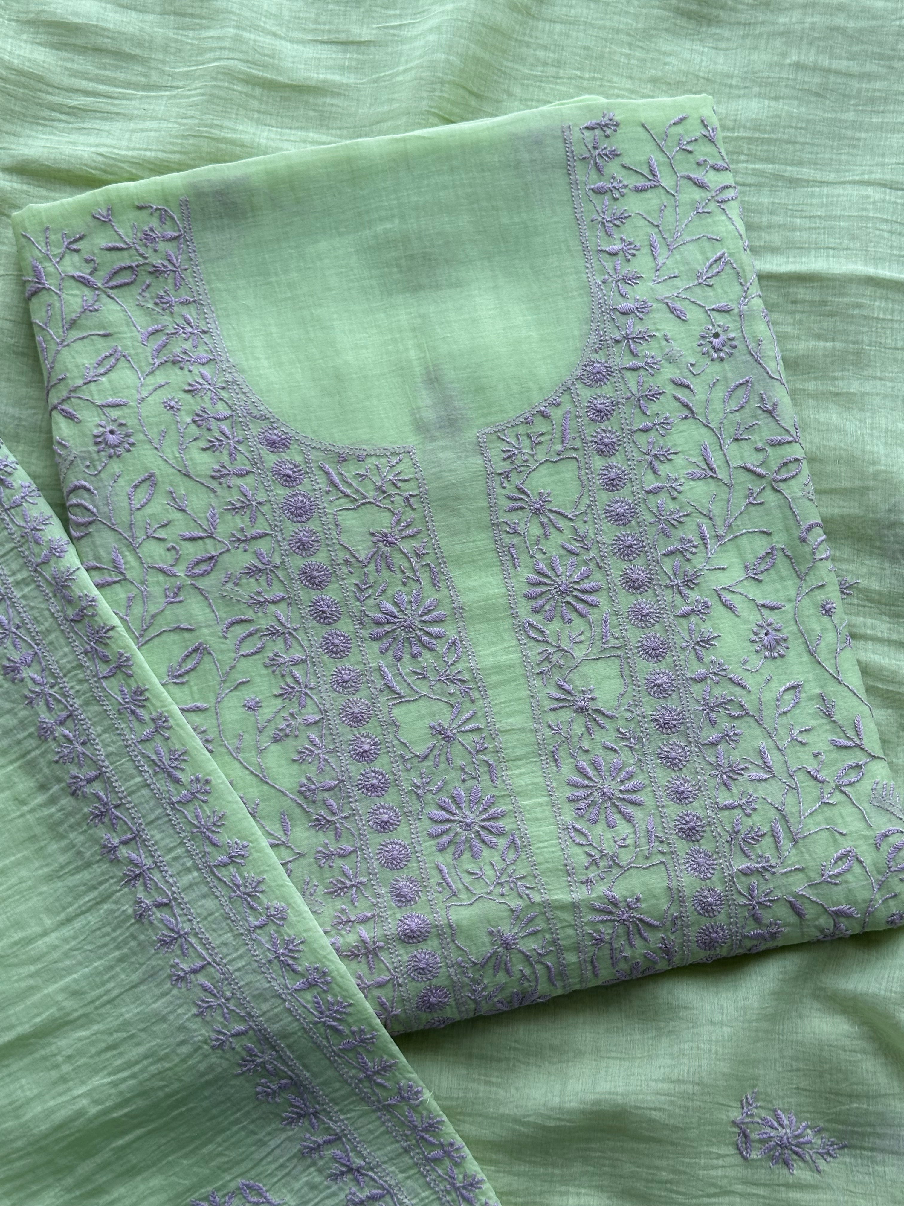 Gulbahar Pure Mull Chikankari Suit Set