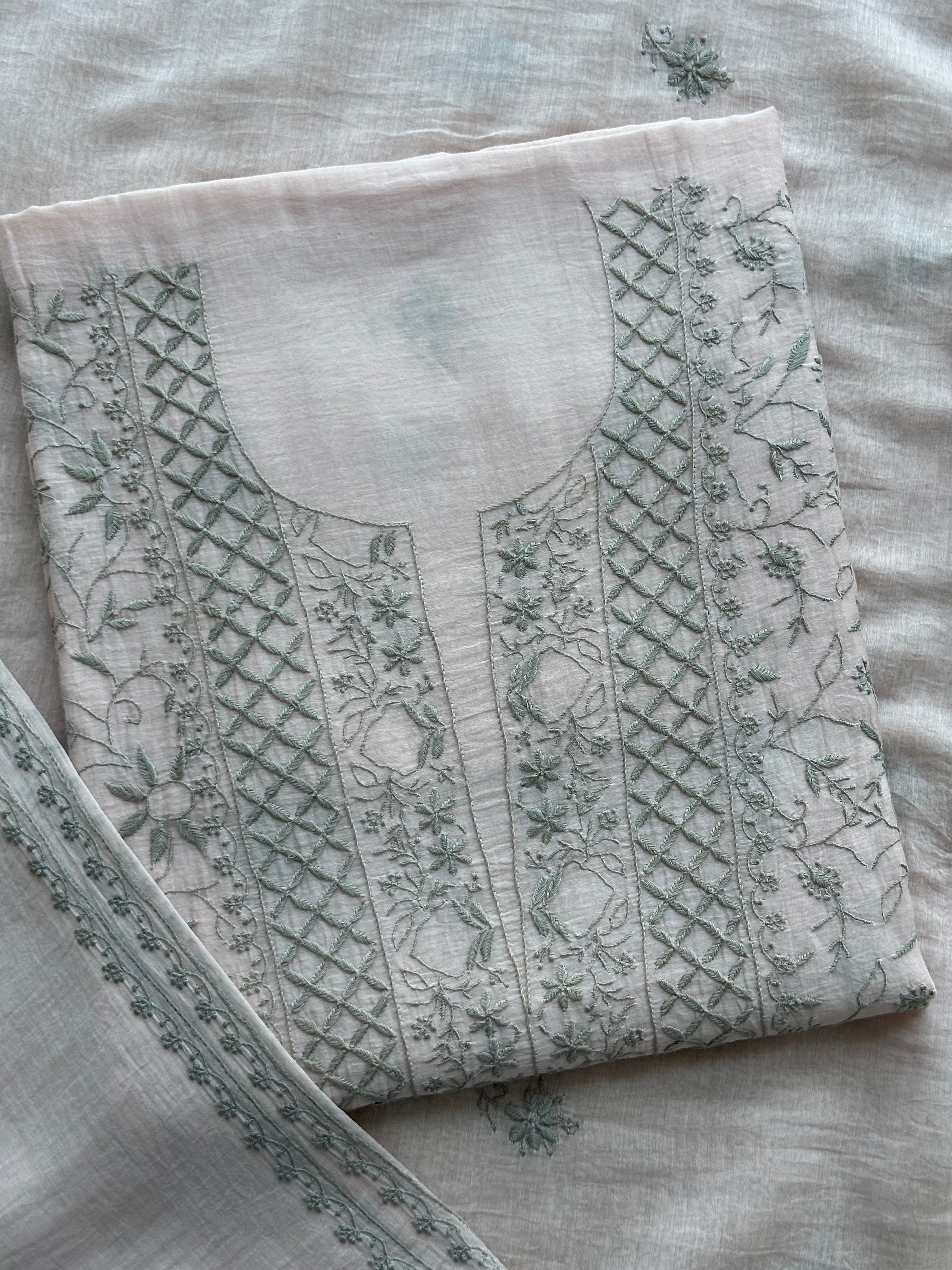 Gulbahar Pure Mull Chikankari Suit Set