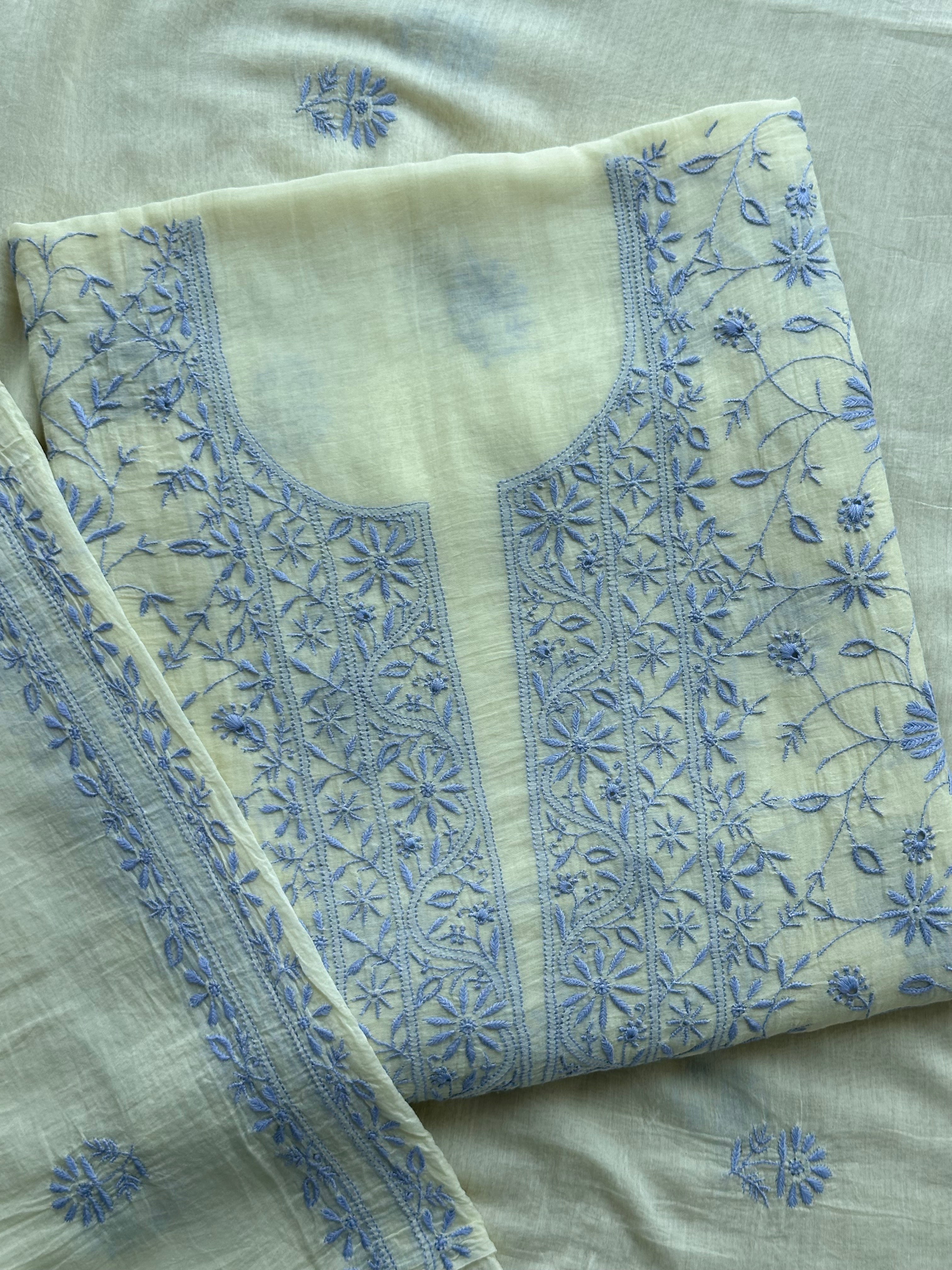 Gulbahar Pure Mull Chikankari Suit Set