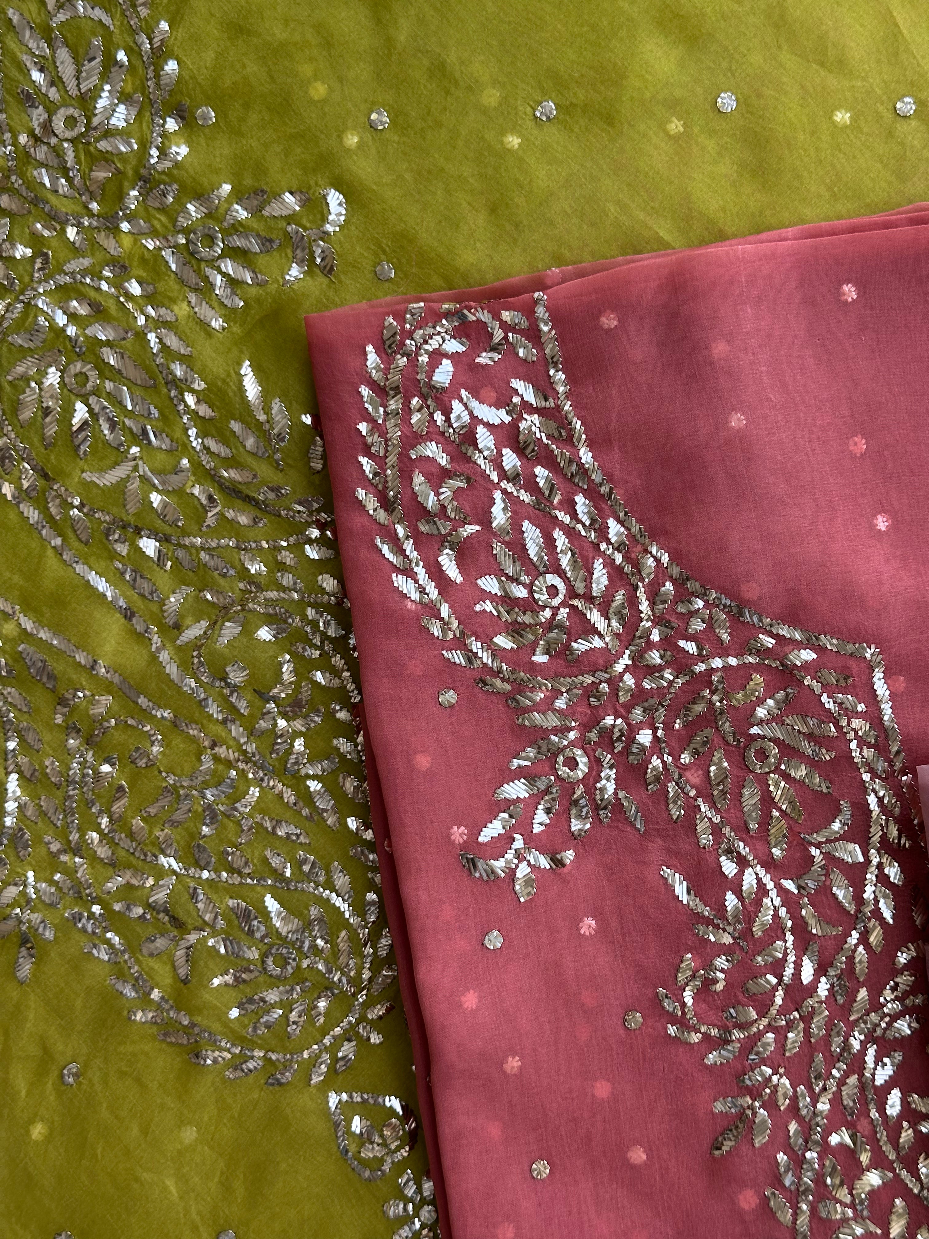 Noor-e-Mukaish Organza Silk Suit Set