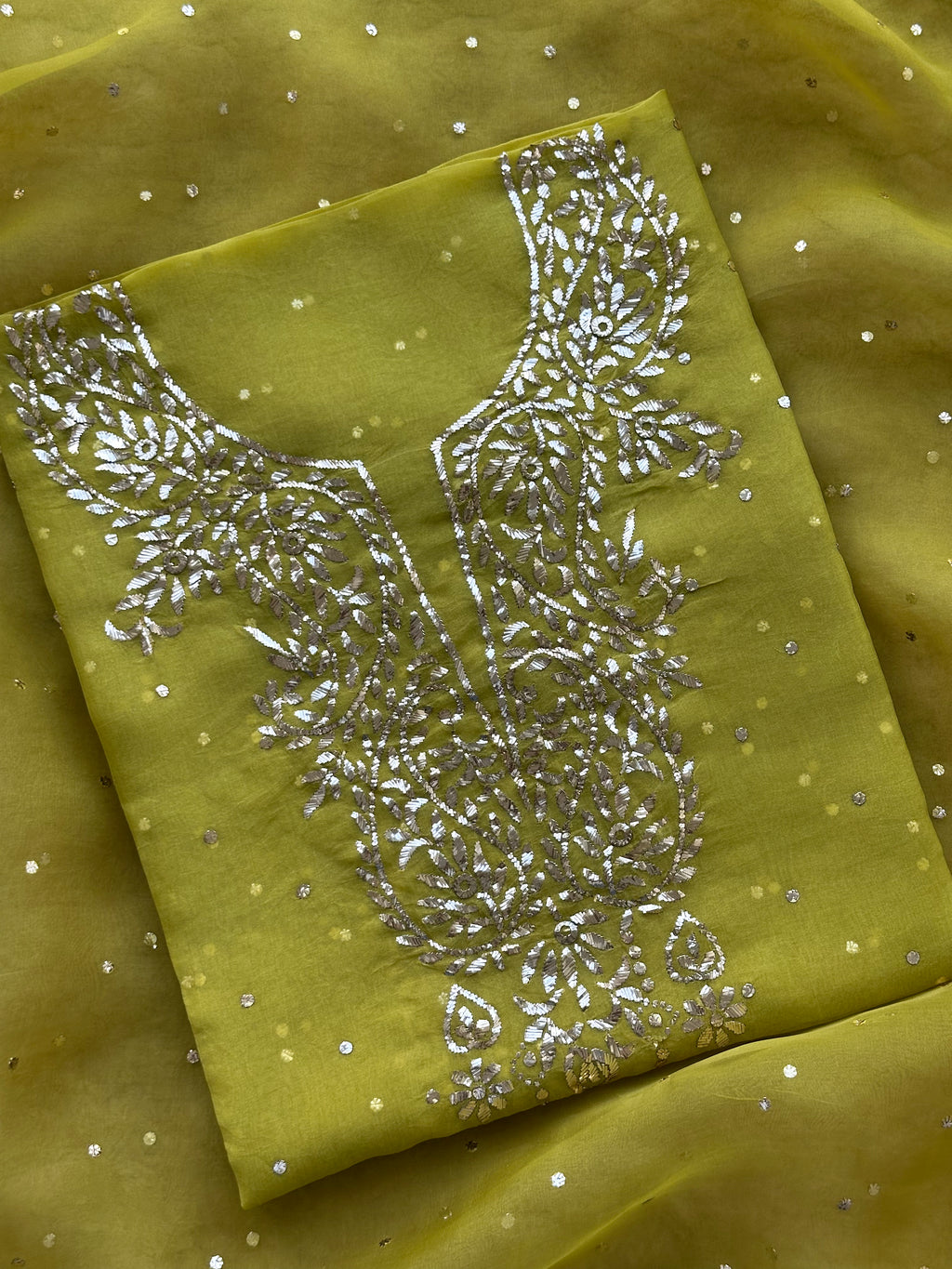 Noor-e-Mukaish Organza Silk Suit Set