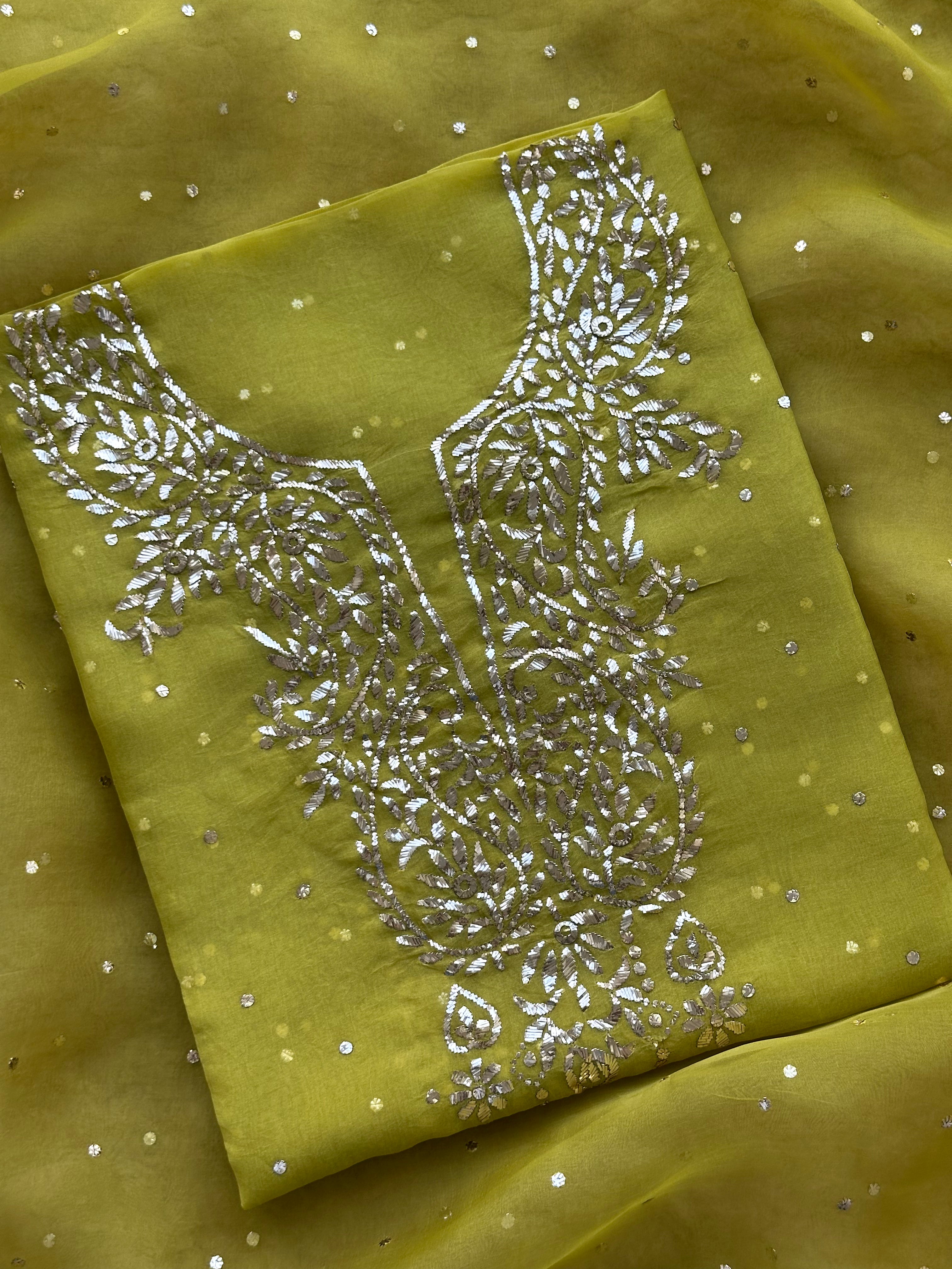 Noor-e-Mukaish Organza Silk Suit Set