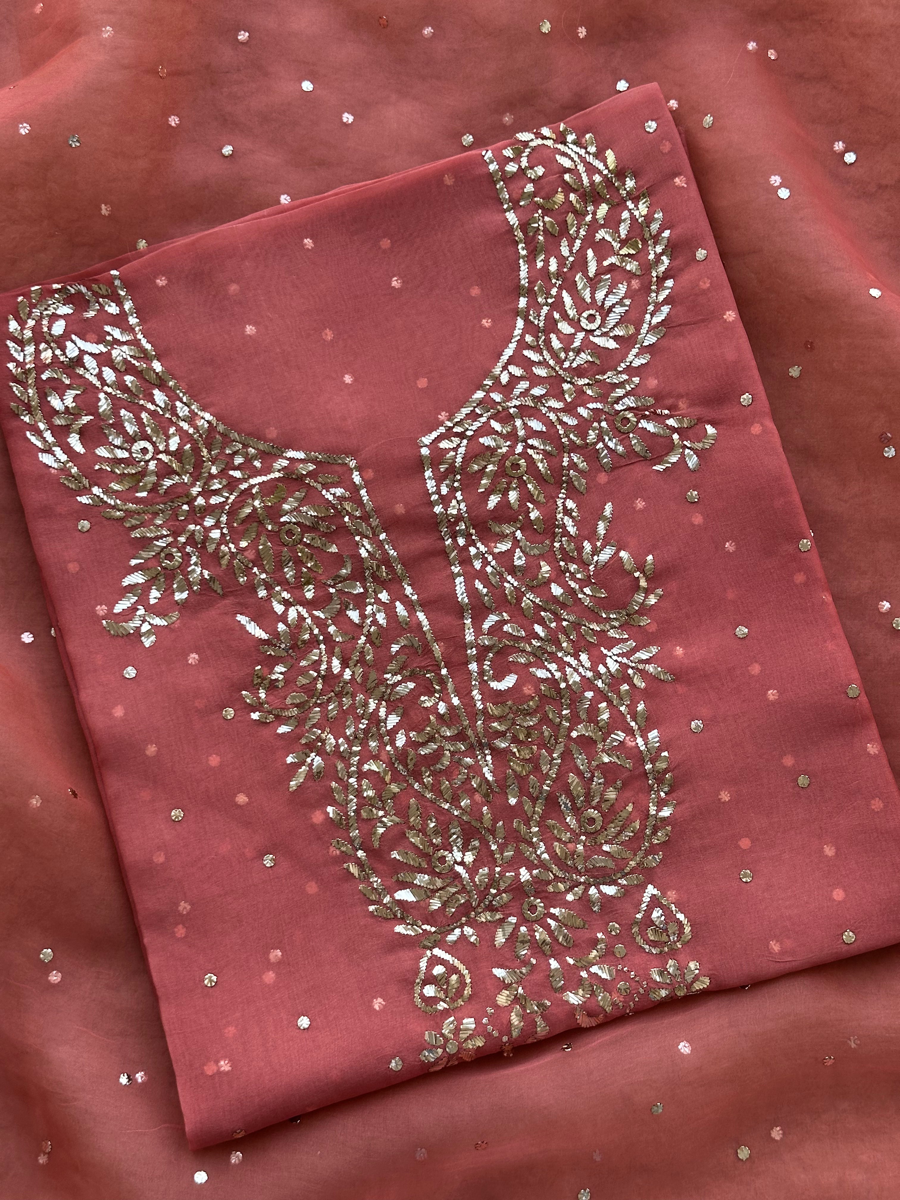 Noor-e-Mukaish Organza Silk Suit Set