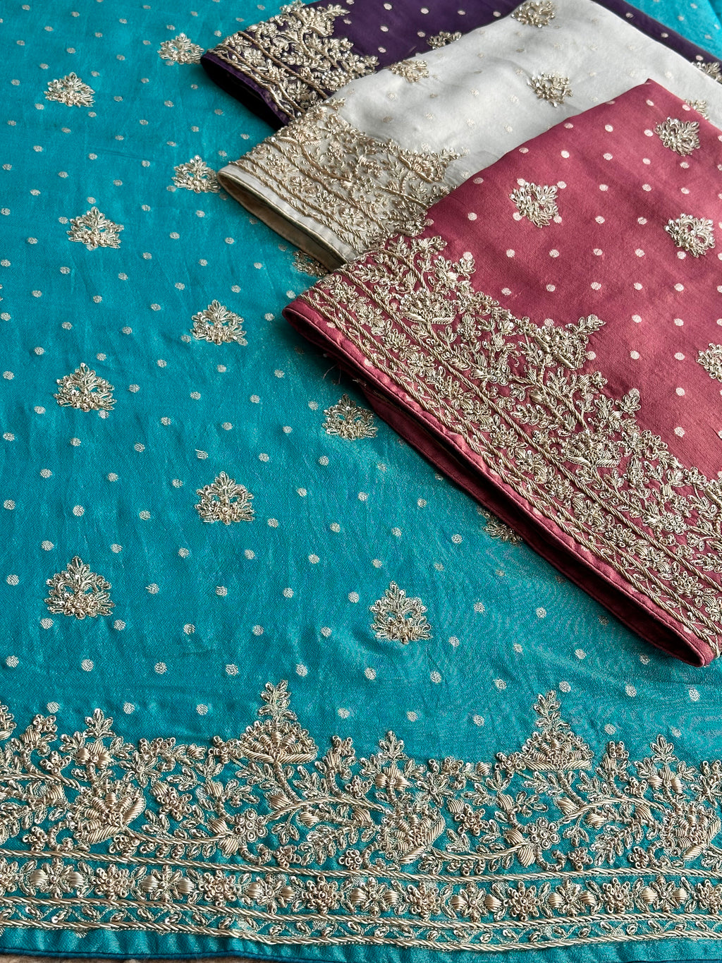 Mehr-e-Zar Luxury Tissue Silk Suit Set