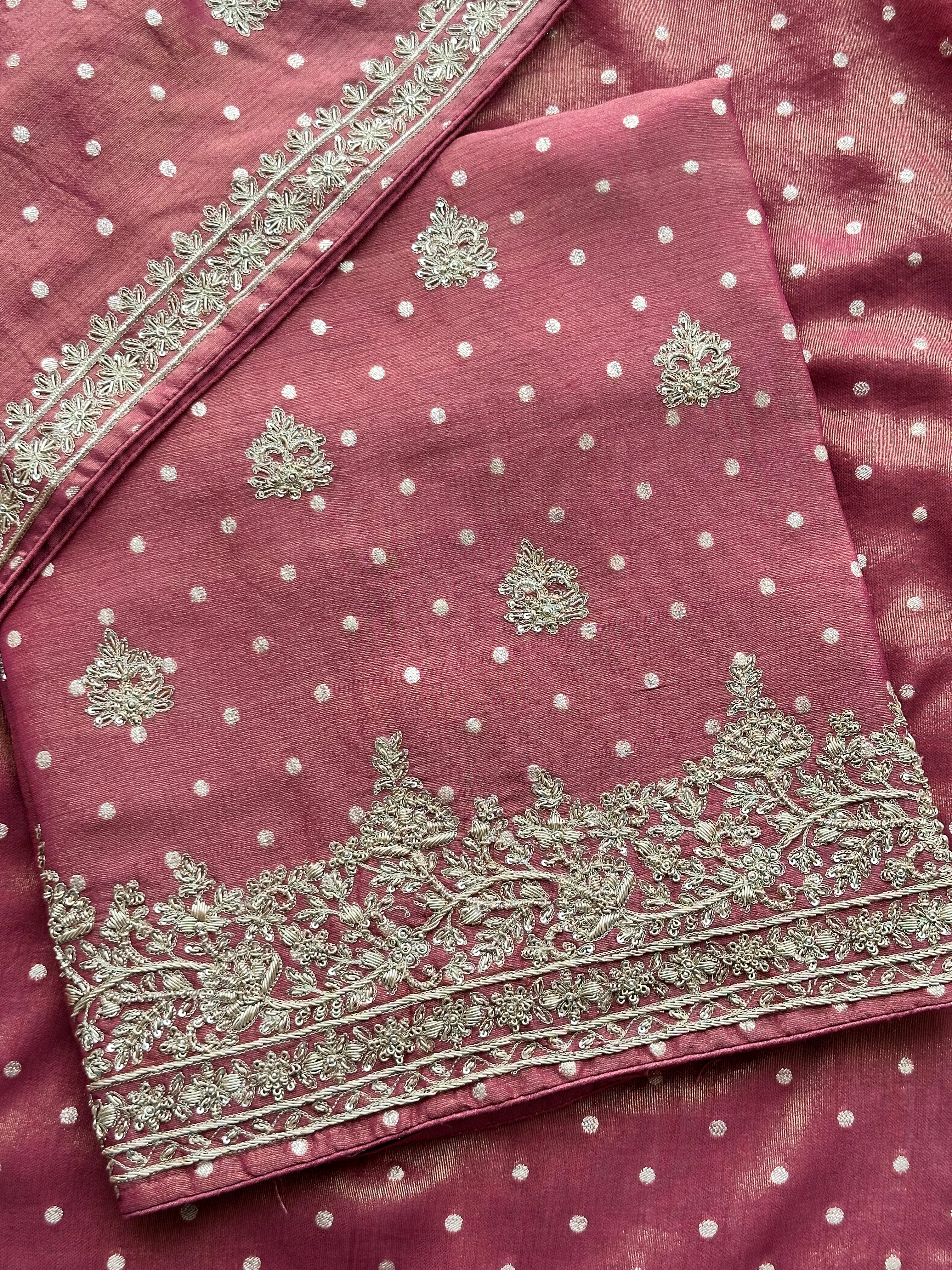 Mehr-e-Zar Luxury Tissue Silk Suit Set