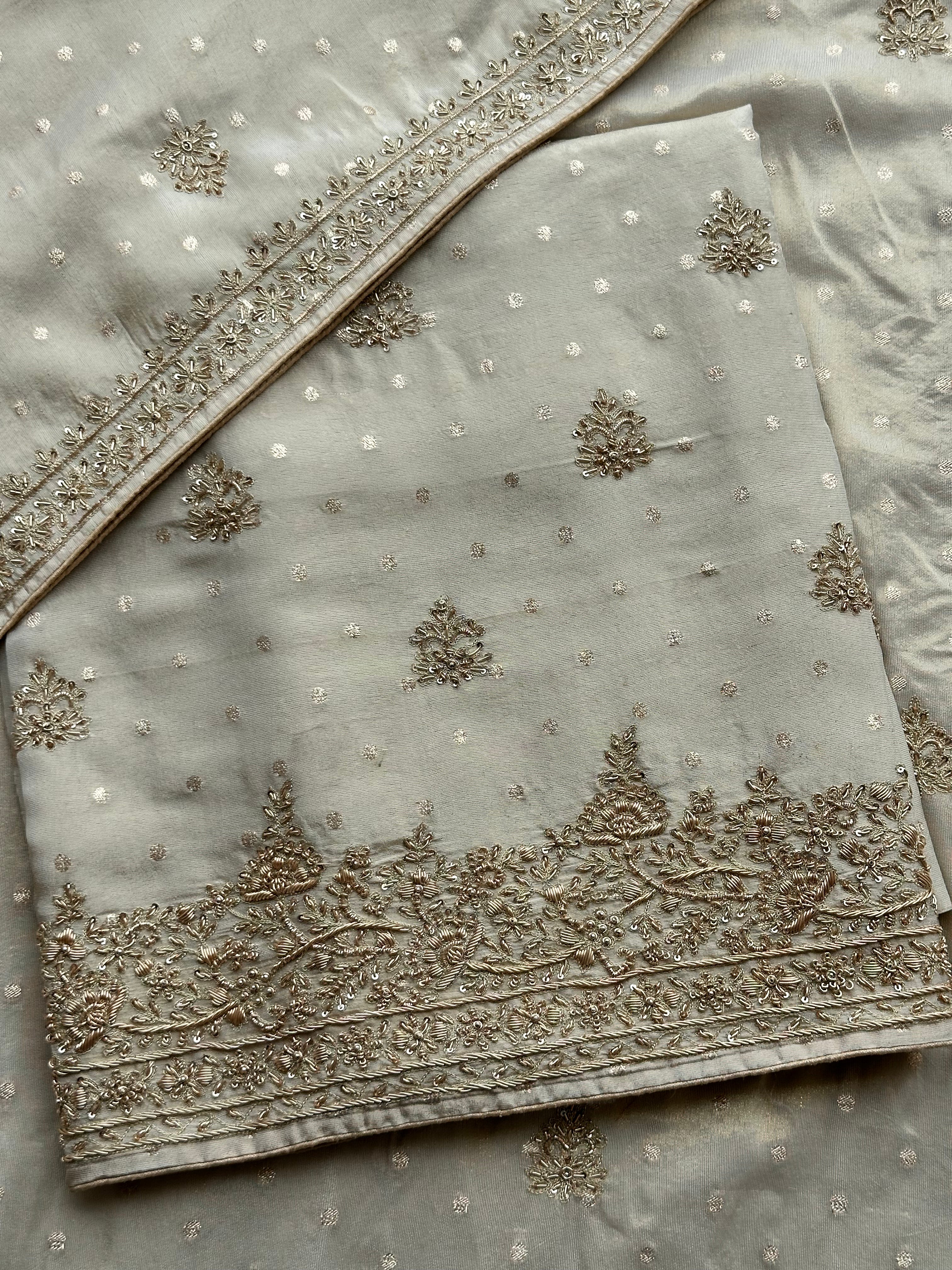 Mehr-e-Zar Luxury Tissue Silk Suit Set