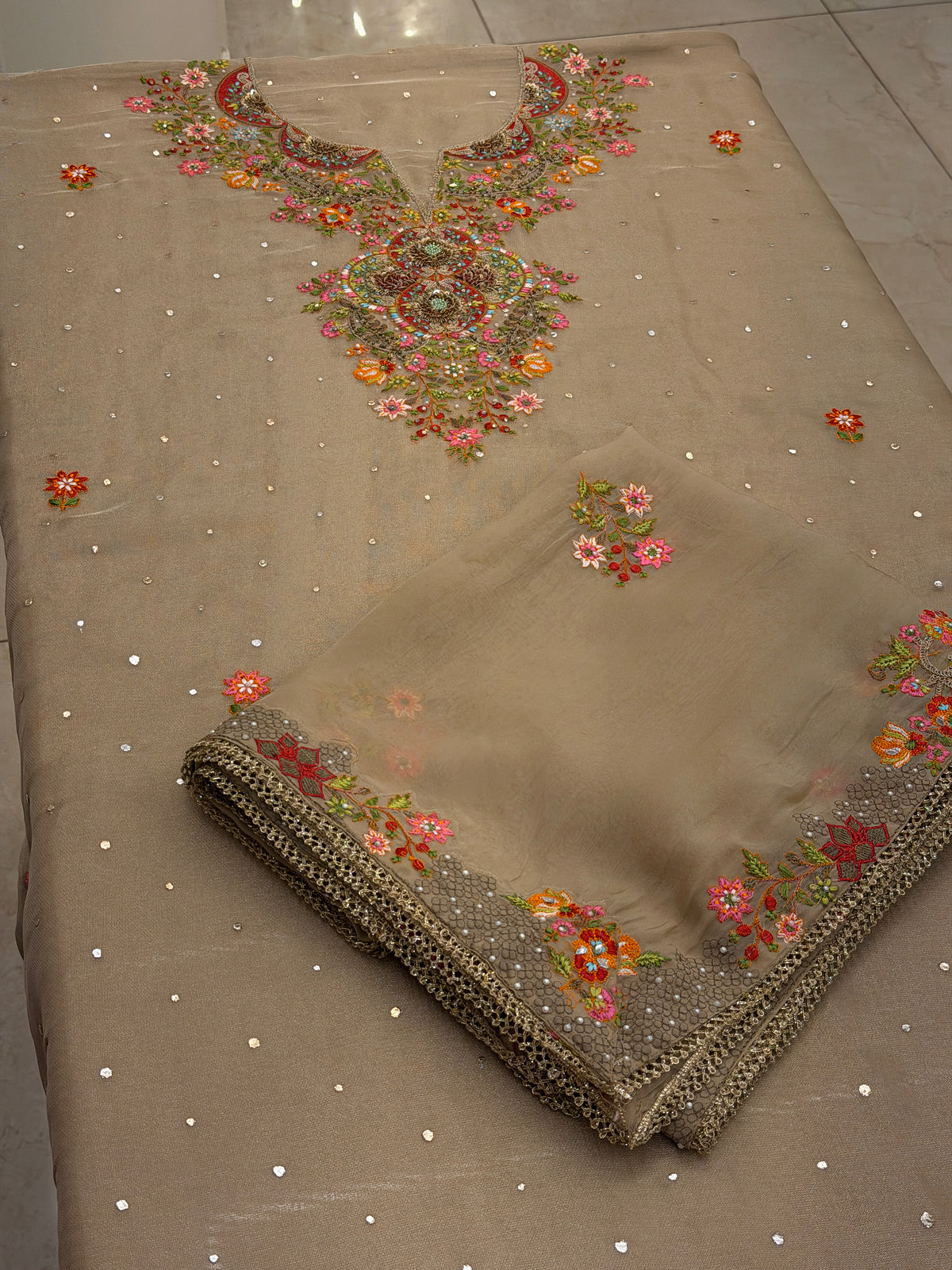 Luxury Tissue Silk Embroidered Suit Set