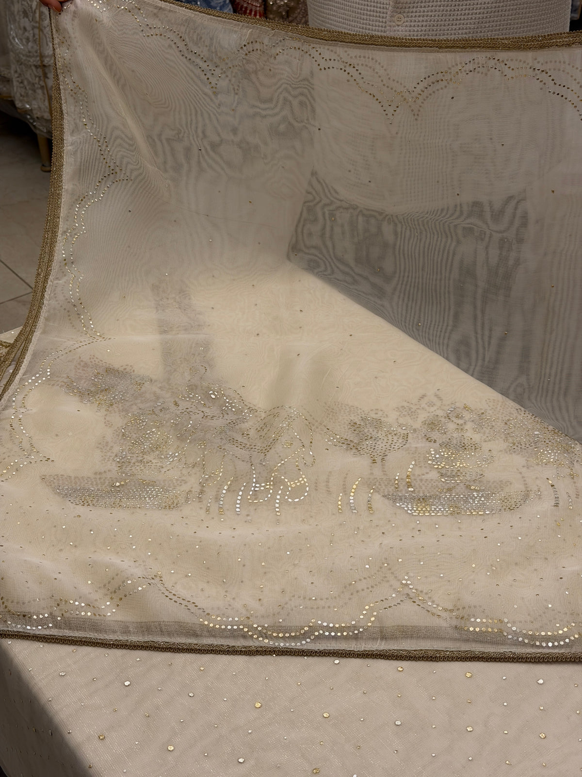 Champagne Beige Tissue Silk Suit Set