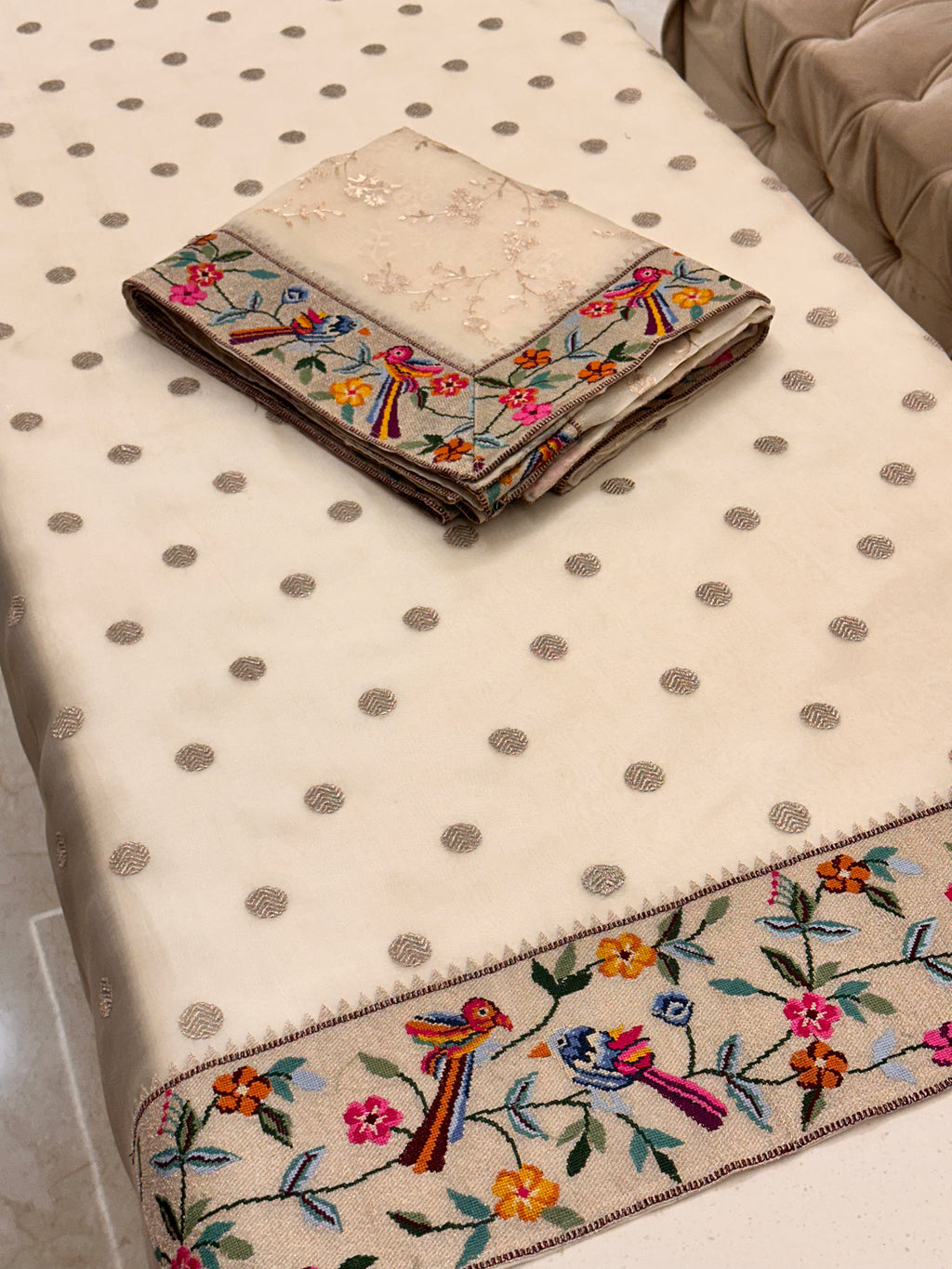 Noor-e-Parinda Ivory Organza Luxury Formal Suit
