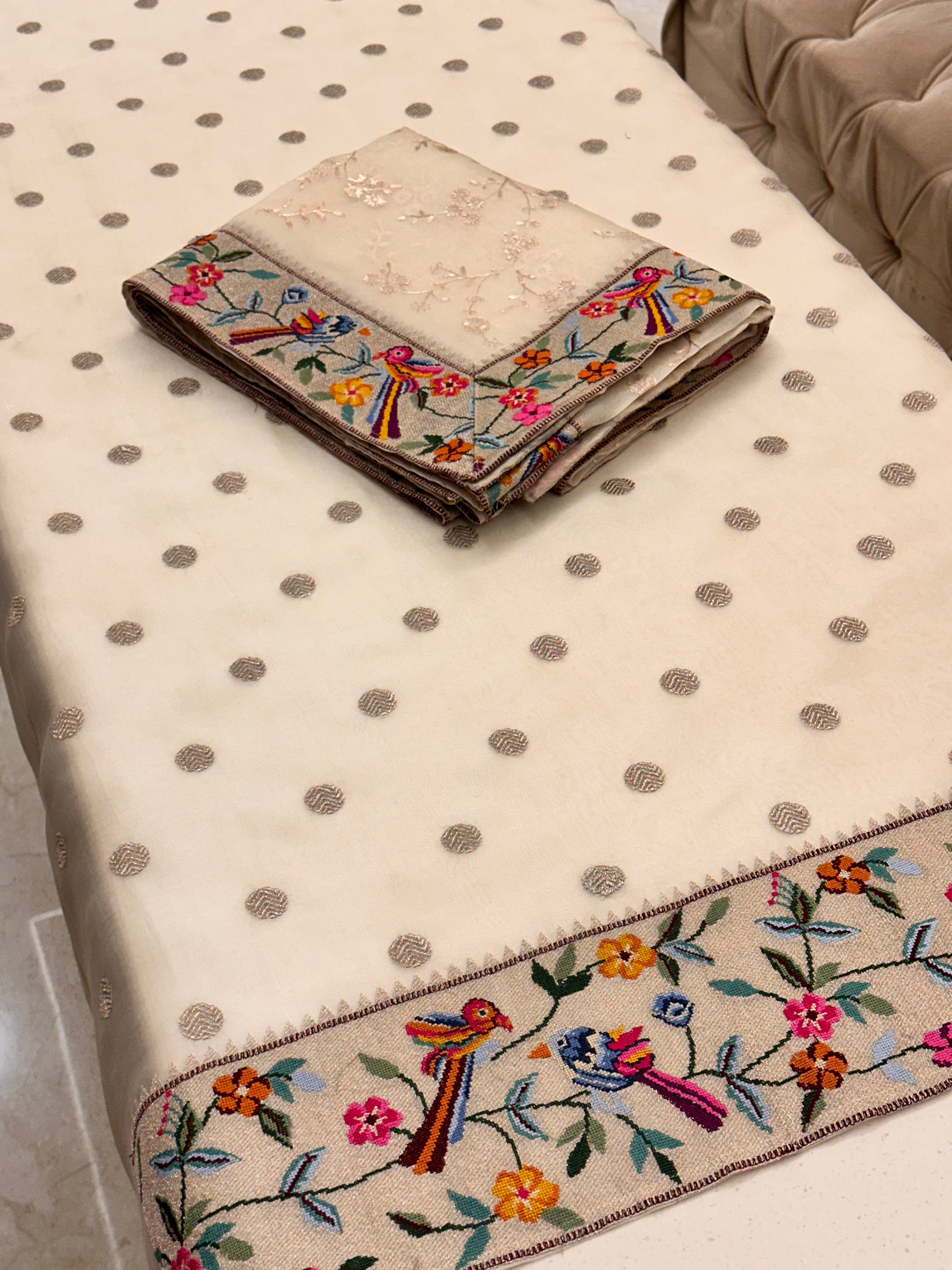 Noor-e-Parinda Ivory Organza Luxury Formal Suit