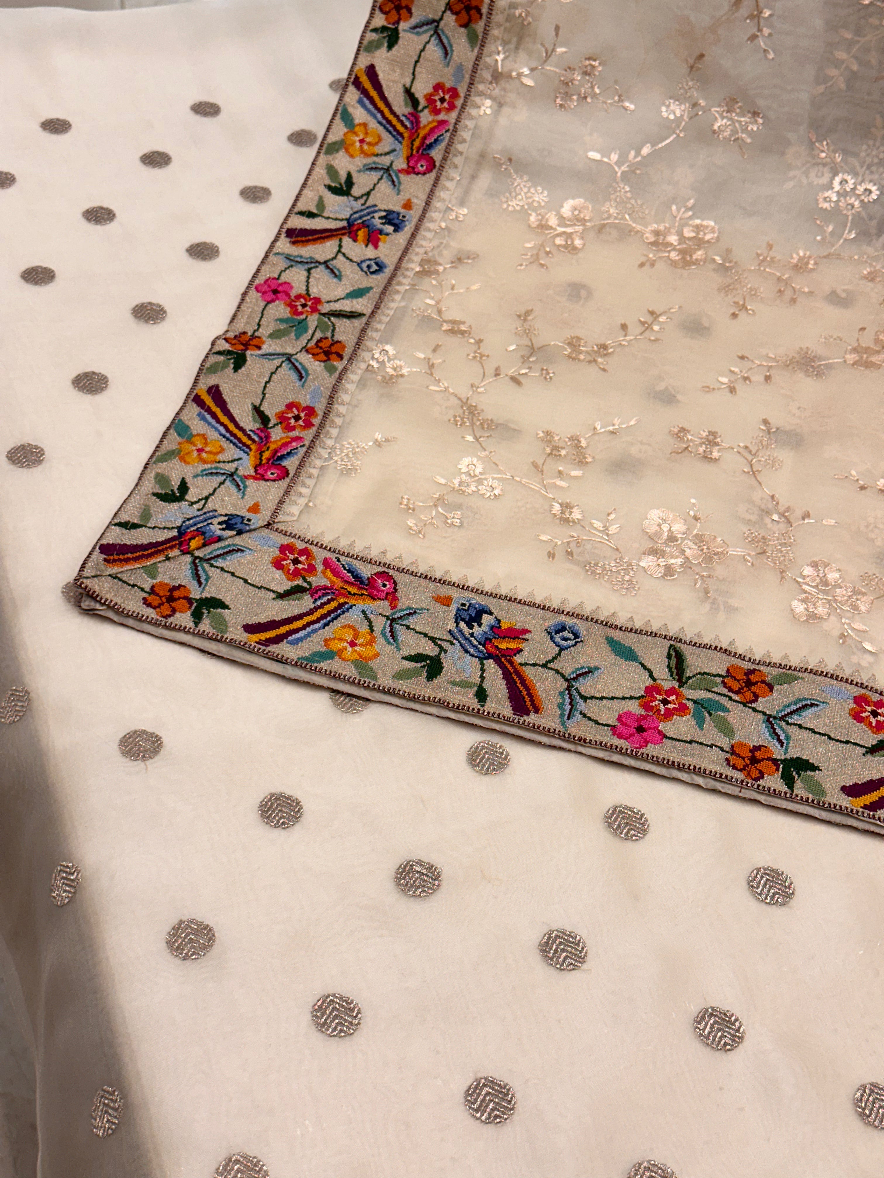 Noor-e-Parinda Ivory Organza Luxury Formal Suit