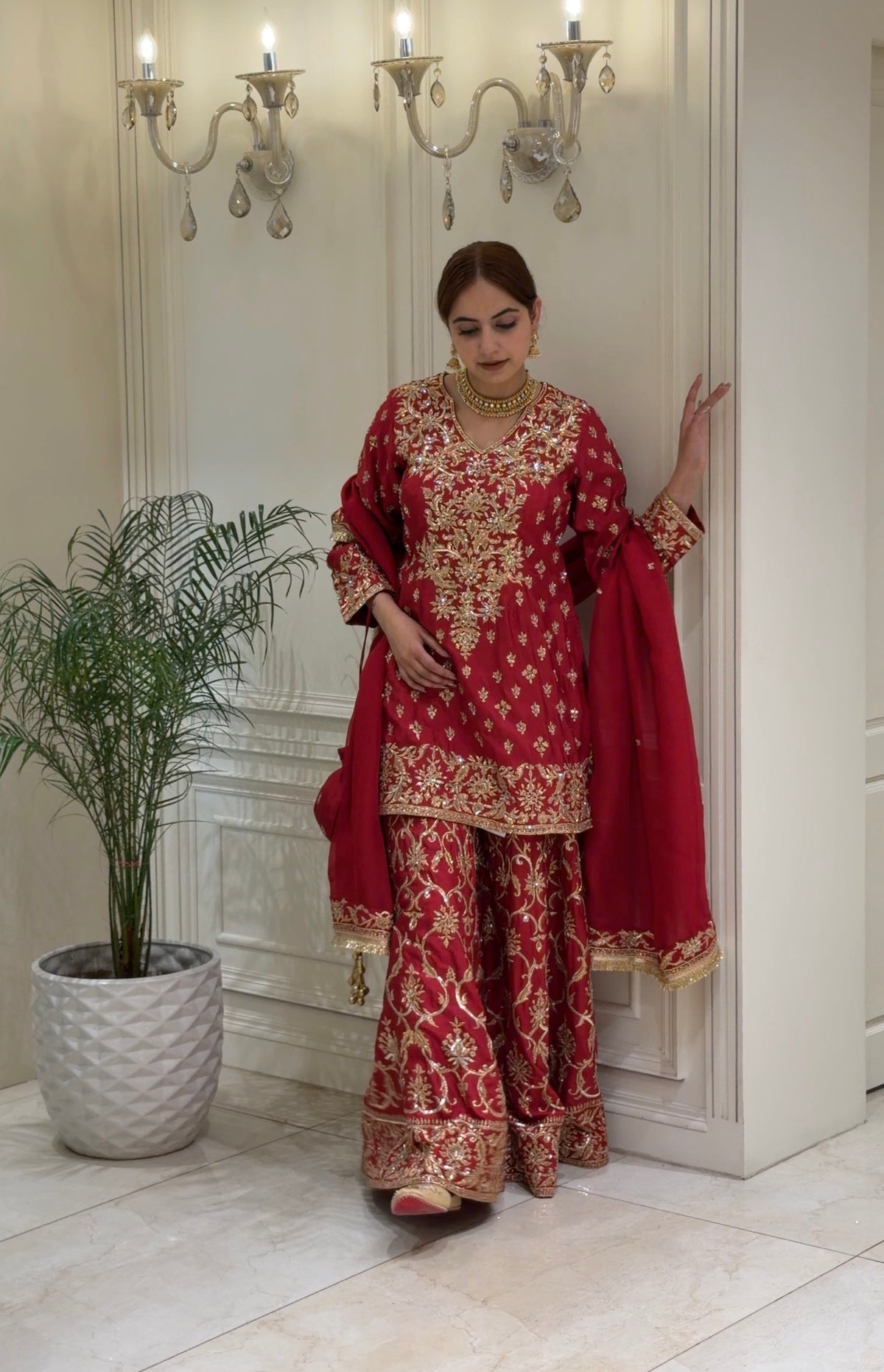 Zarmina Royale Dola Silk Sharara Set with Potli