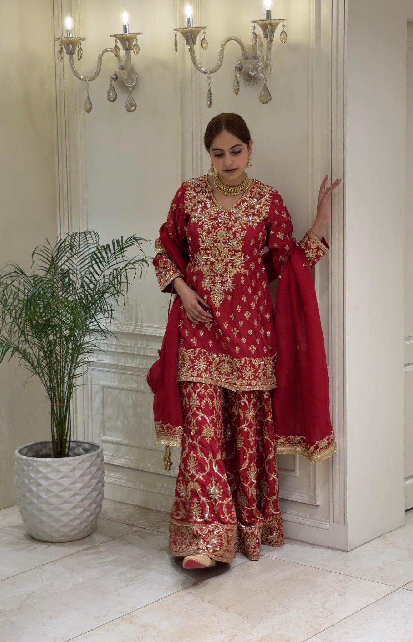 Zarmina Royale Dola Silk Sharara Set with Potli