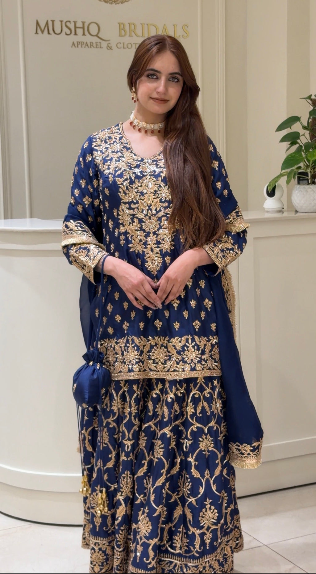 Zarmina Royale Dola Silk Sharara Set with Potli