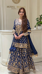 Zarmina Royale Dola Silk Sharara Set with Potli