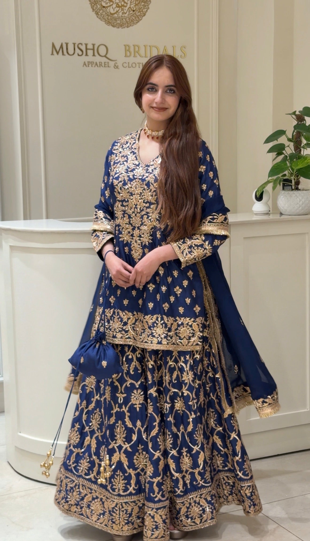 Zarmina Royale Dola Silk Sharara Set with Potli