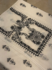 Ivory Black Nalki Pure Mull Luxury Suit Set