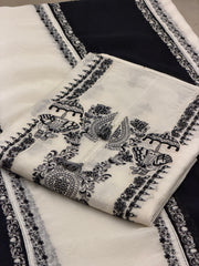 Ivory Black Nalki Pure Mull Luxury Suit Set