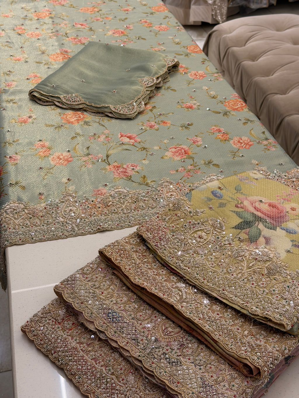 Soft Bloom Handcrafted Tissue Suit