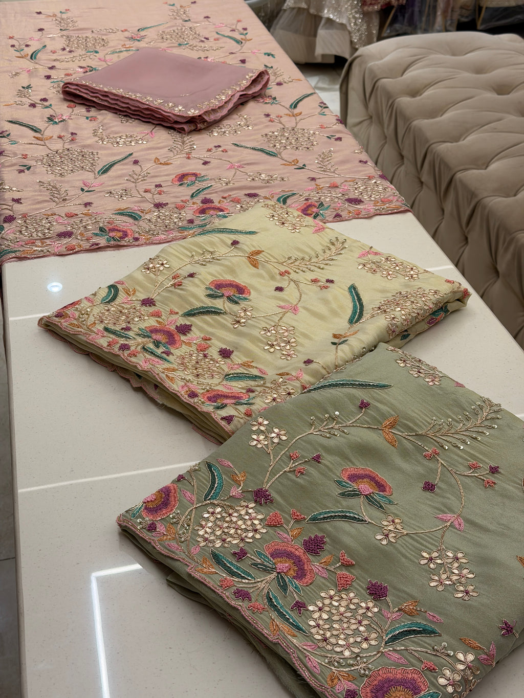 Gulnaar Garden Tissue Silk Ensemble
