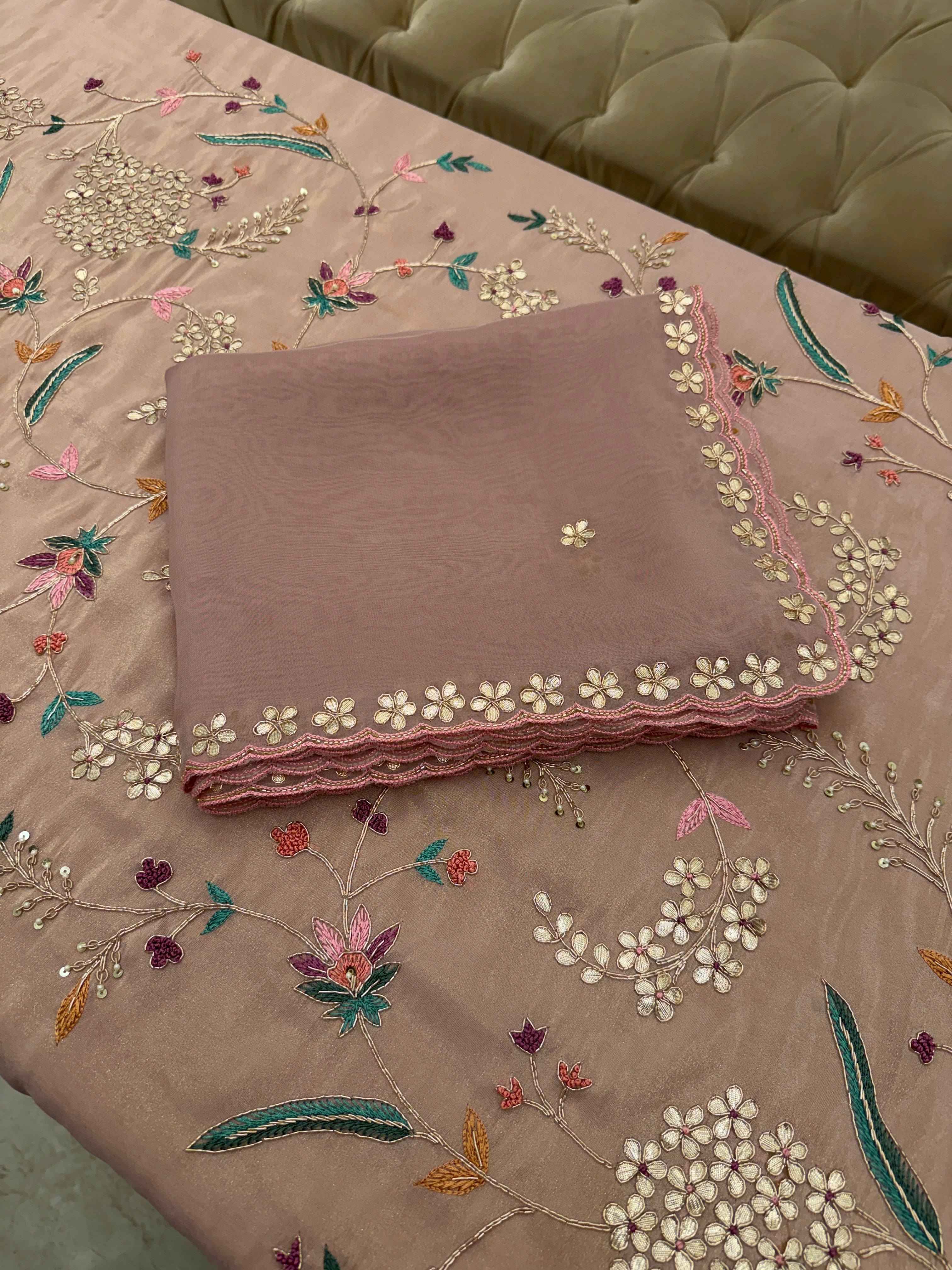 Gulnaar Garden Tissue Silk Ensemble