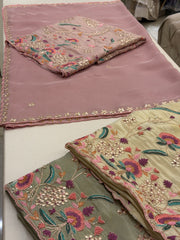 Gulnaar Garden Tissue Silk Ensemble