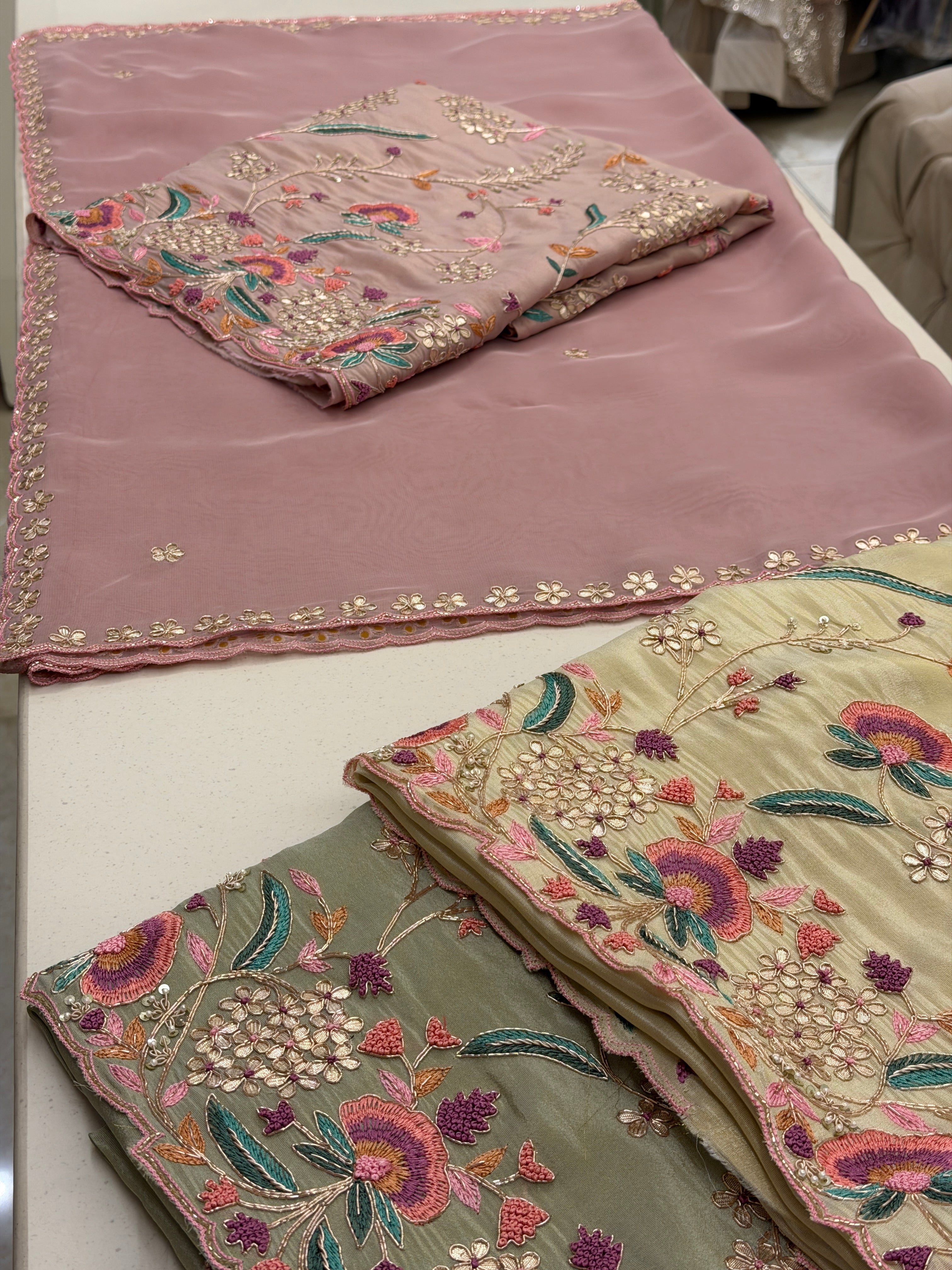 Gulnaar Garden Tissue Silk Ensemble