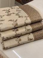 Classic Ivory Pure Monga Silk Suit With Antique Sari Work