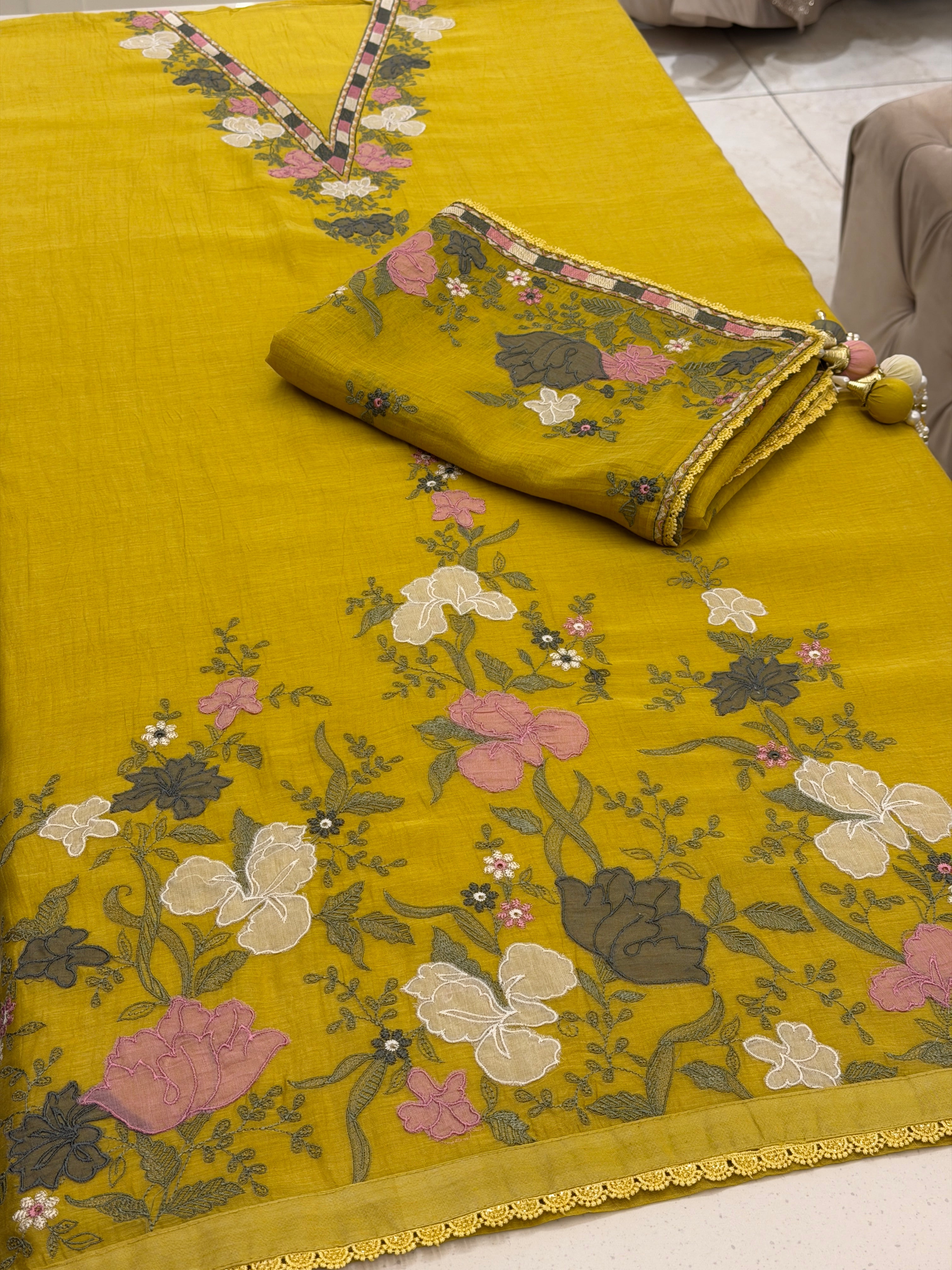 Gulbahar Appliqué Pure Mull Suit Set