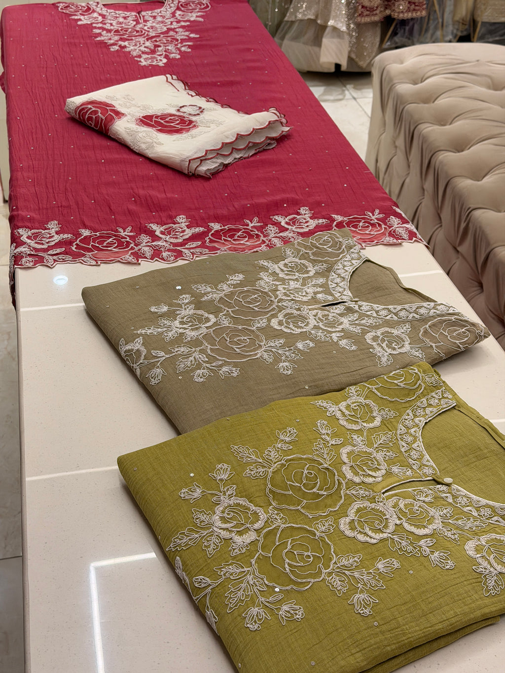 Noor-e-Gulbahar Embroidered Pure Mull Suit Set