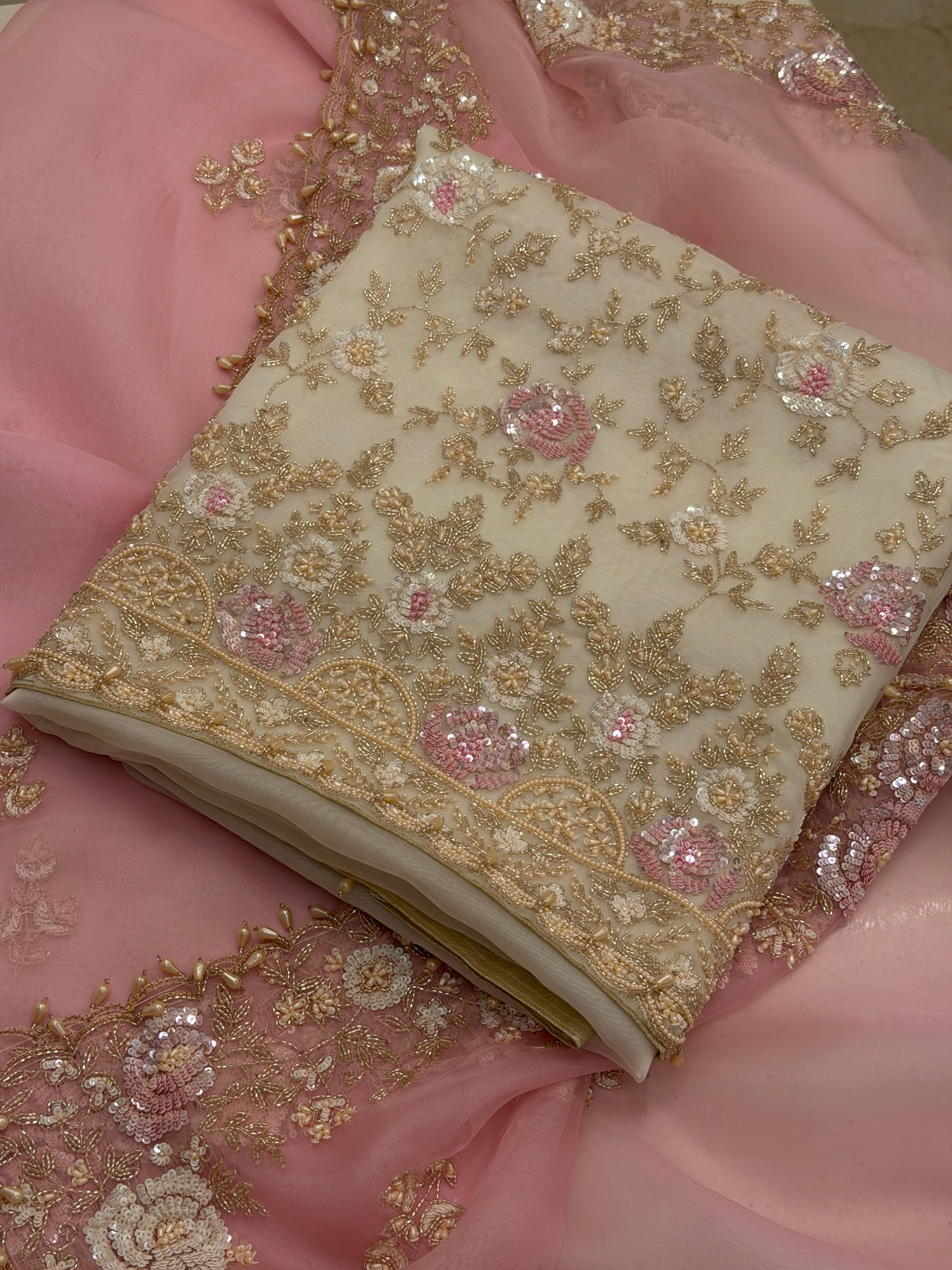 Gul-e-Rose Blush Luxury Organza Ensemble
