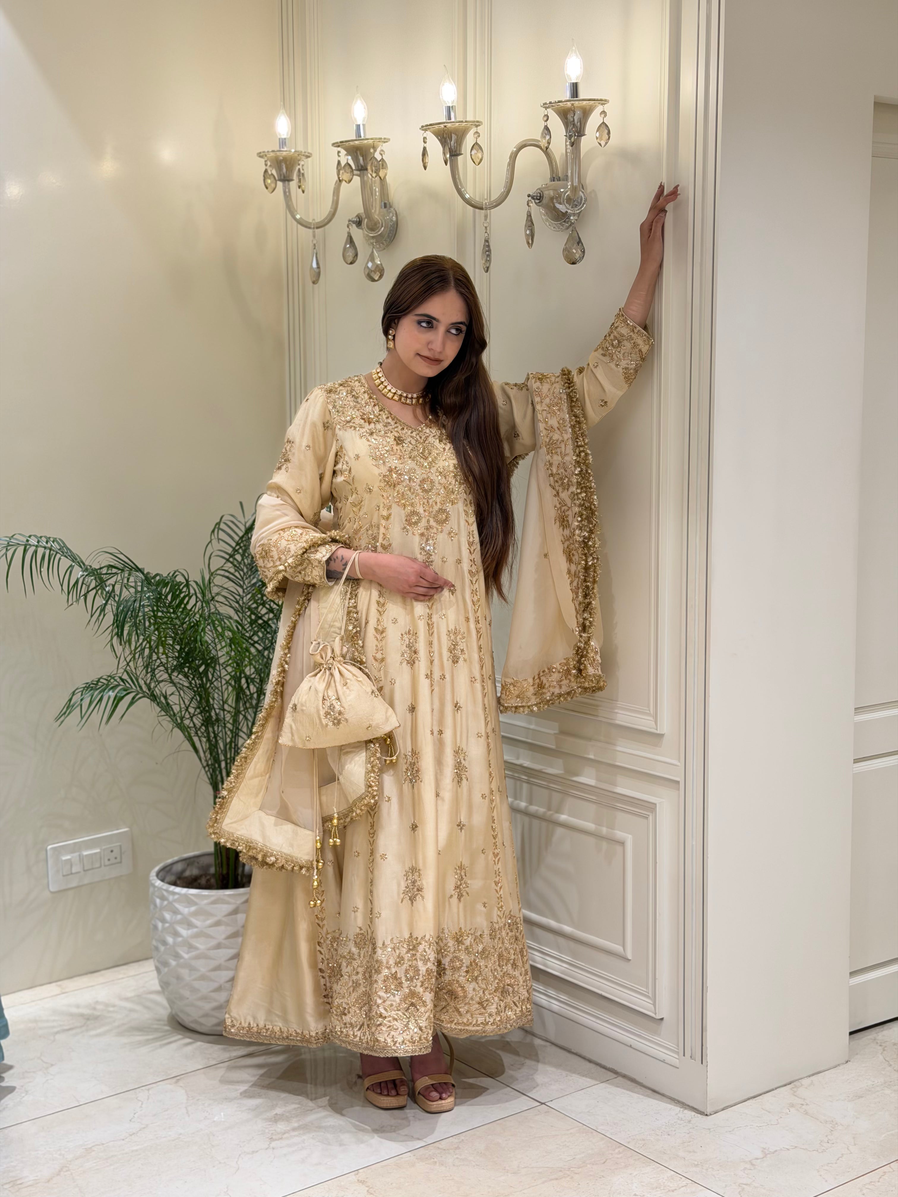 Mehr-e-Zareen Luxury Silk Anarkali Set