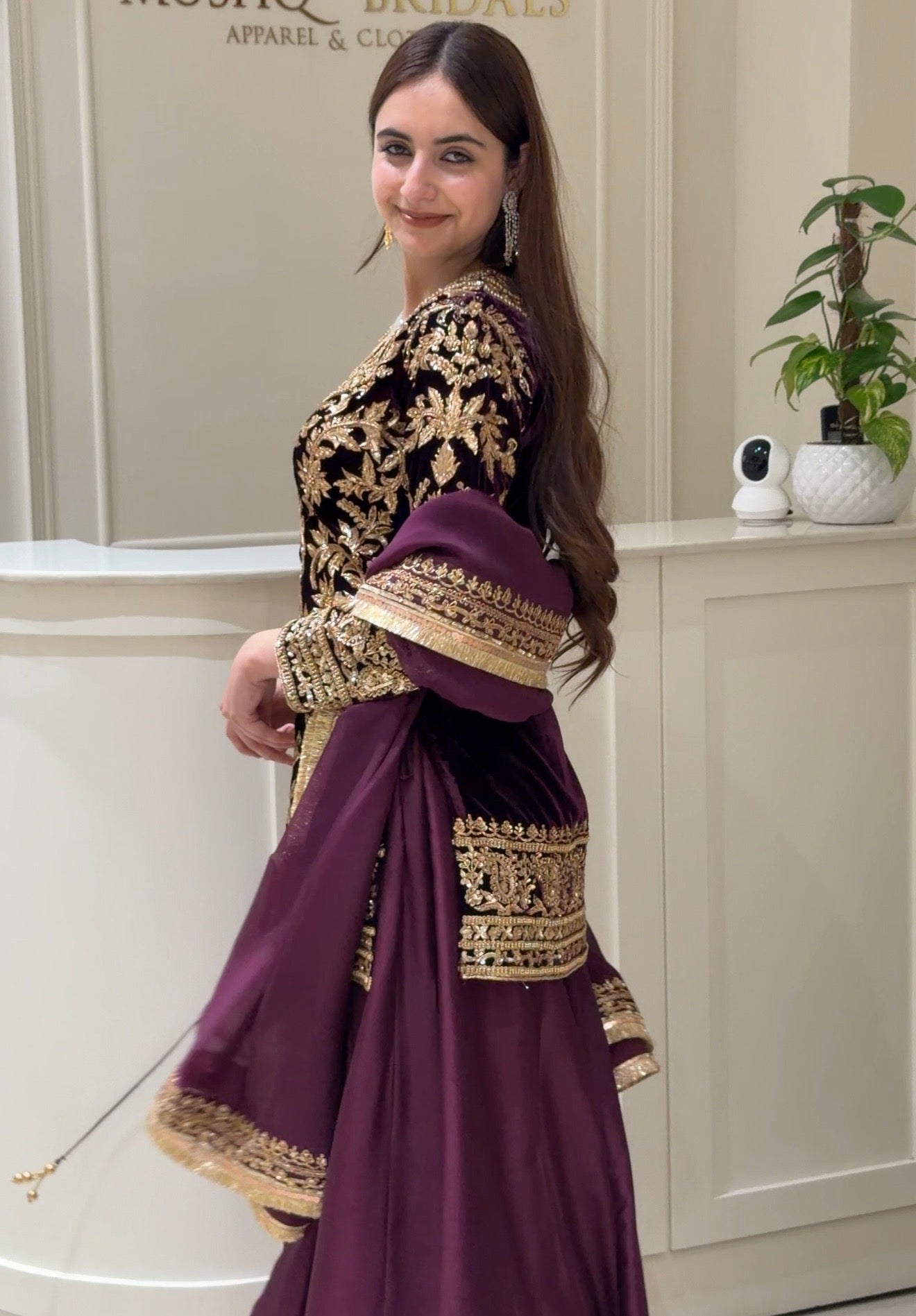Noor-e-Sultan Velvet Sharara Set with Potli