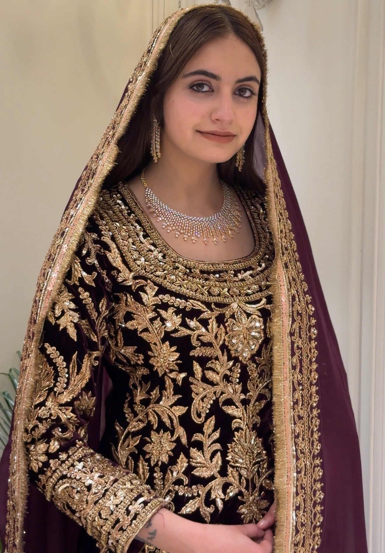 Noor-e-Sultan Velvet Sharara Set with Potli