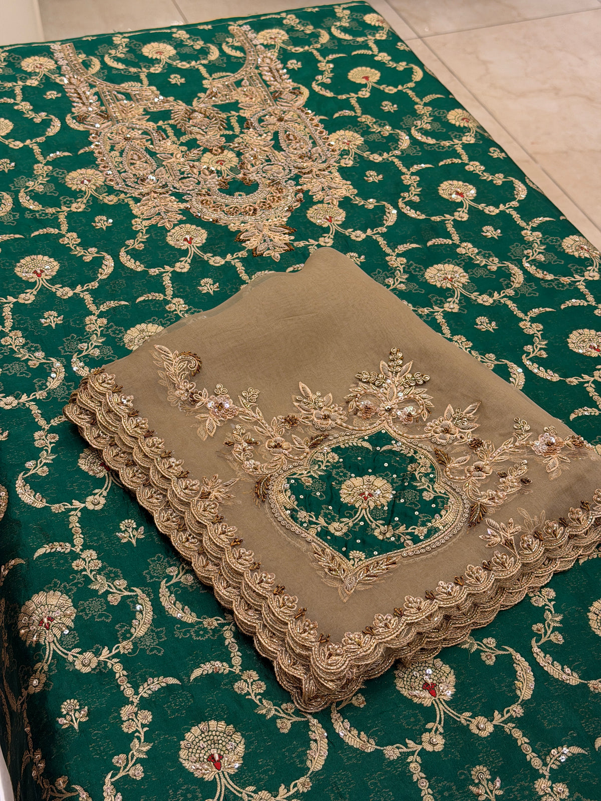 Zarq-e-Mehfil – Royal Zardozi Embroidered Silk Ensemble