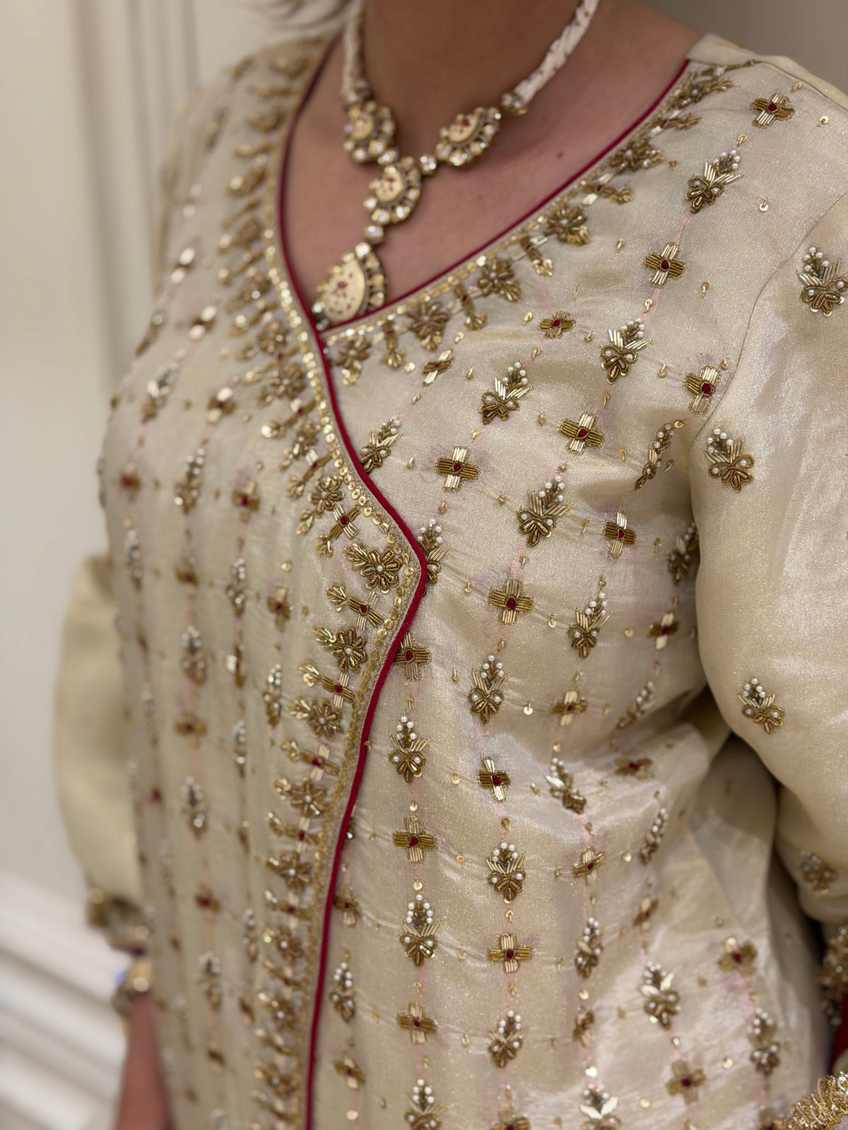 Noor-e-Mahveen Tissue Silk Zardozi Sharara Set