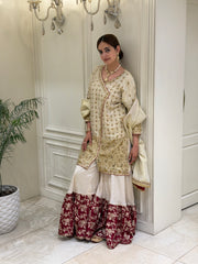 Noor-e-Mahveen Tissue Silk Zardozi Sharara Set