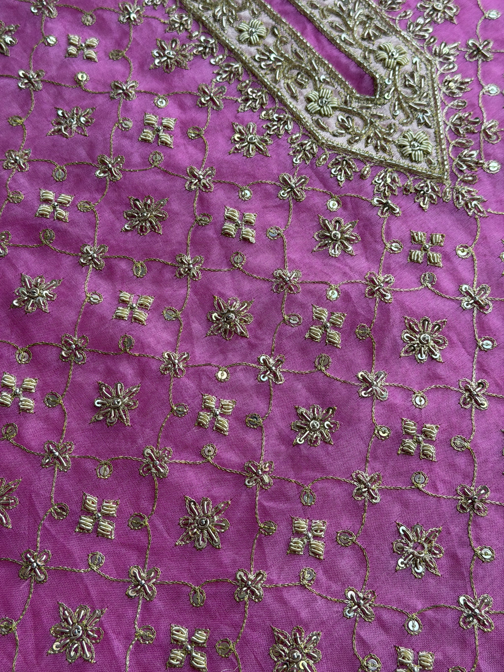 Pink Ombre Organza Suit with Hand Embroidery