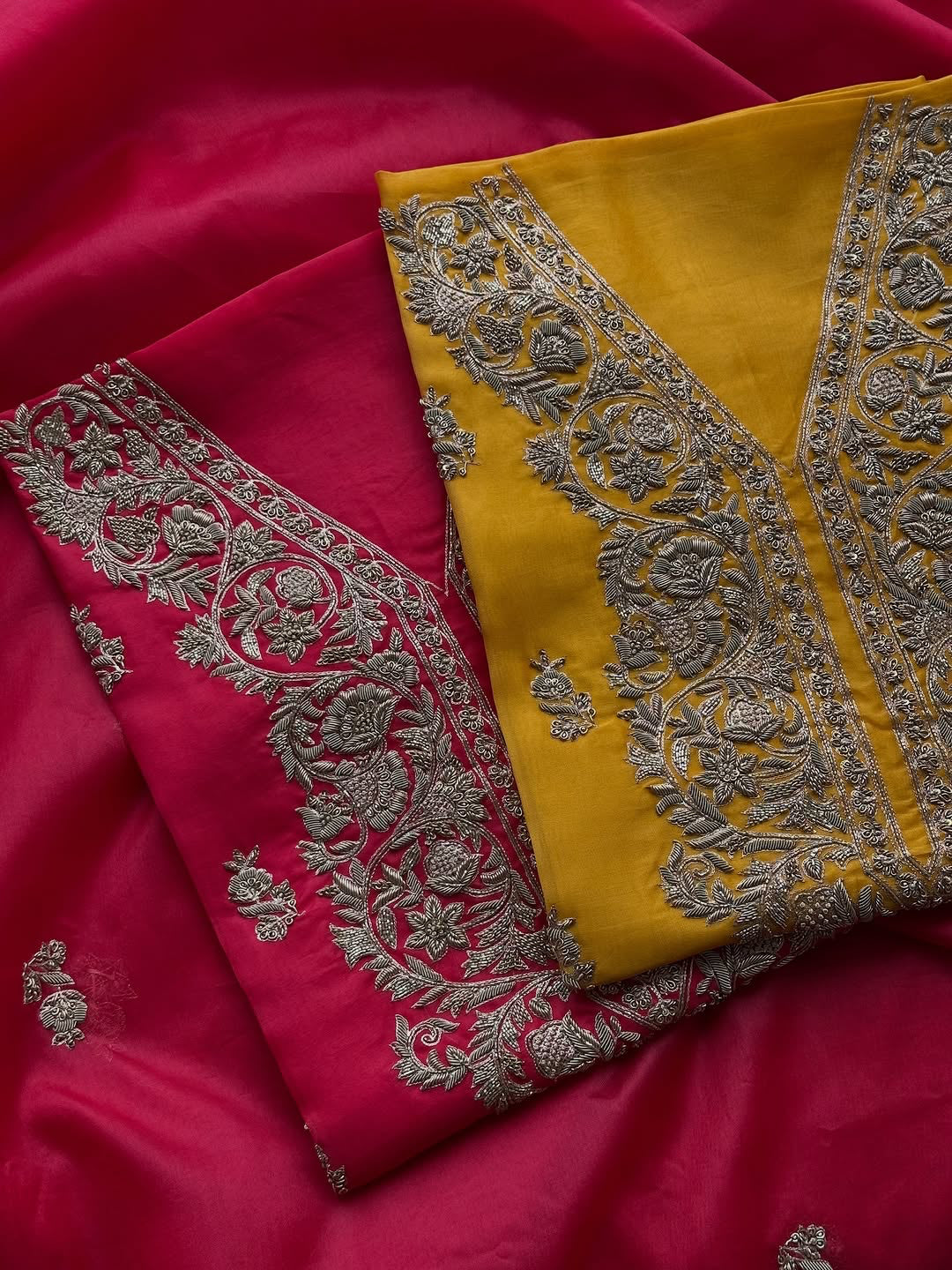 Gulnaar Antique Dabka Organza Silk Suit Set
